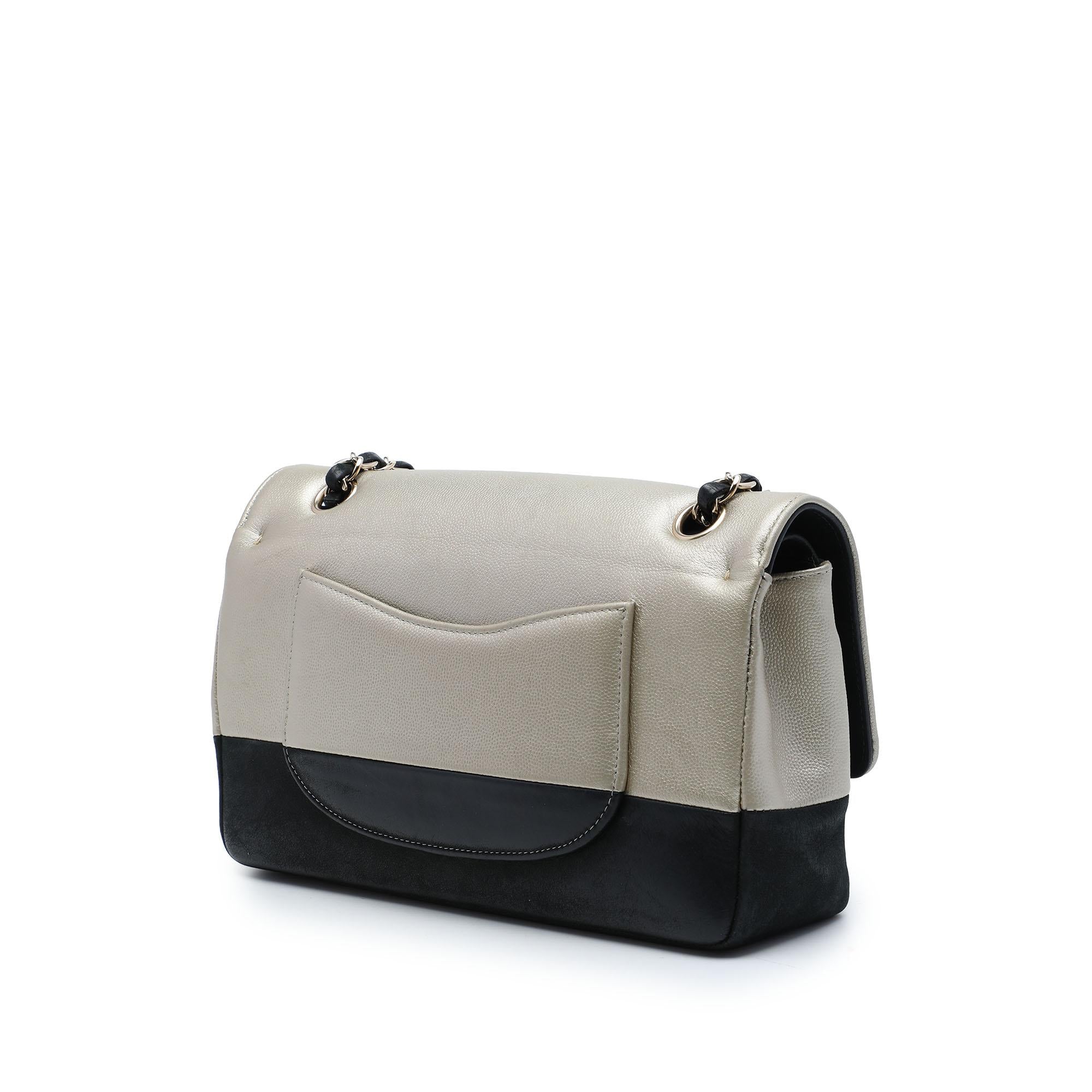 Chanel Medium Classic Bicolor Caviar and Iridescent Calfskin Double Flap