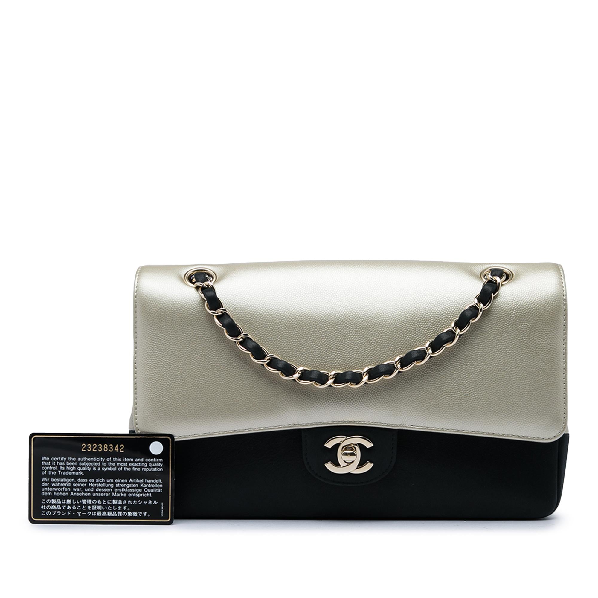 Chanel Medium Classic Bicolor Caviar and Iridescent Calfskin Double Flap