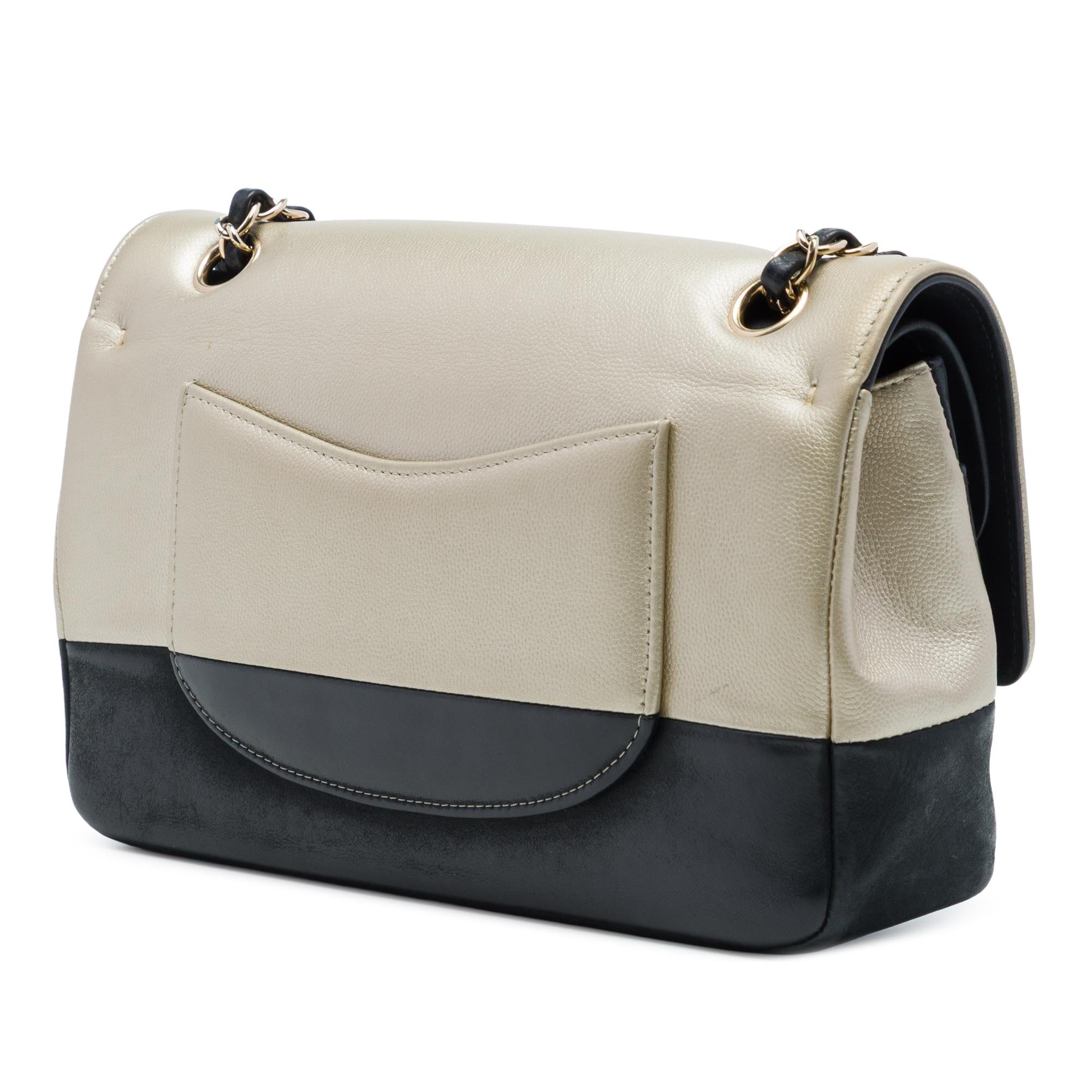 Chanel Medium Classic Bicolor Caviar and Iridescent Calfskin Double Flap