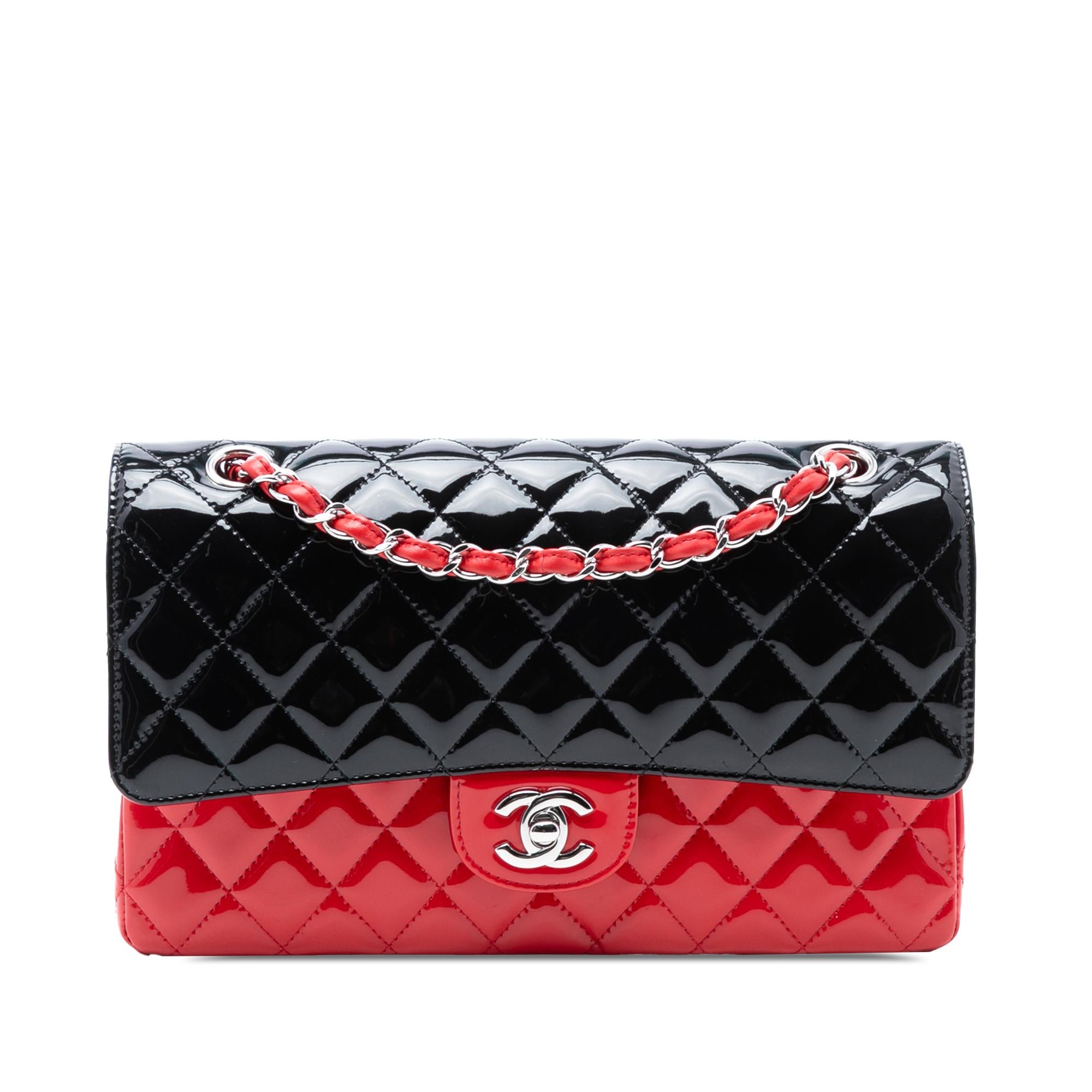 Chanel Medium Classic Bicolor Patent Double Flap