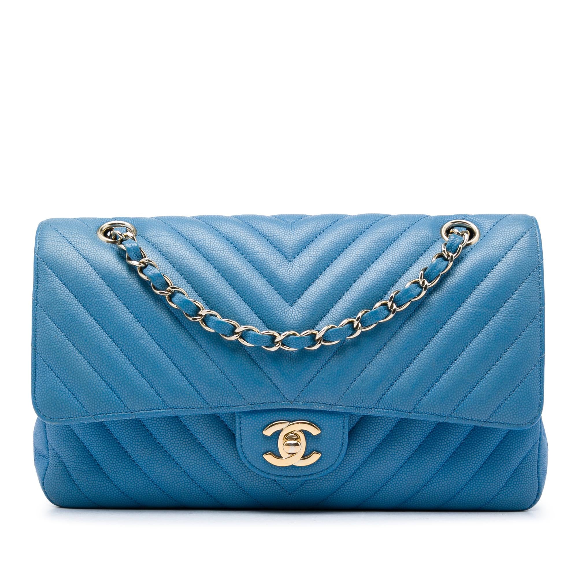 Chanel Medium Classic Chevron Caviar Double Flap