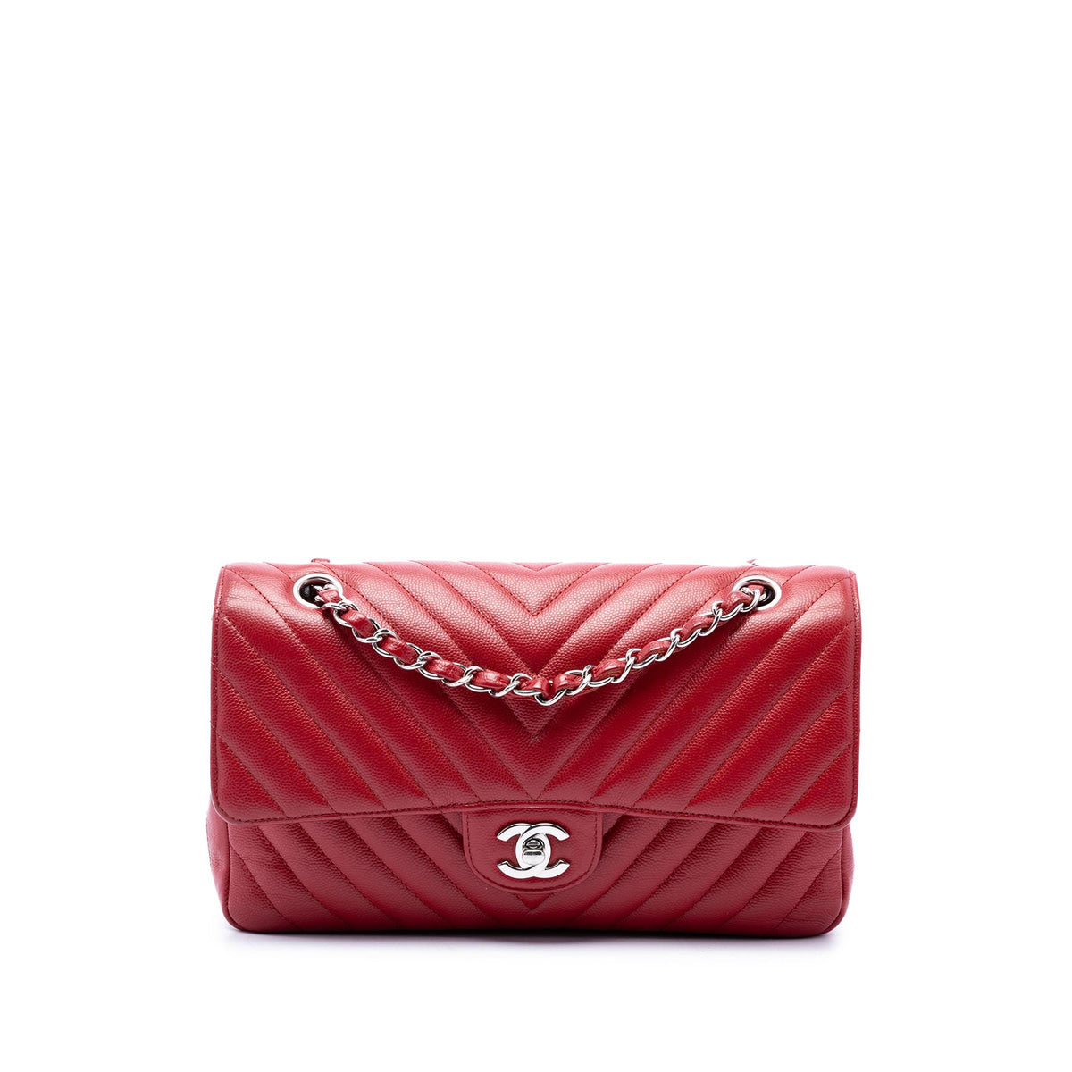 Chanel Medium Classic Chevron Caviar Double Flap