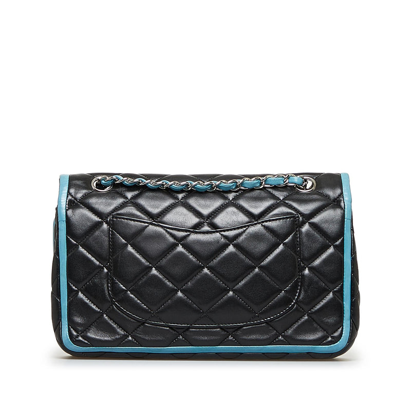 Chanel Blue Grey Quilted Lambskin Leather Classic Medium Double Flap Bag -  Yoogi's Closet