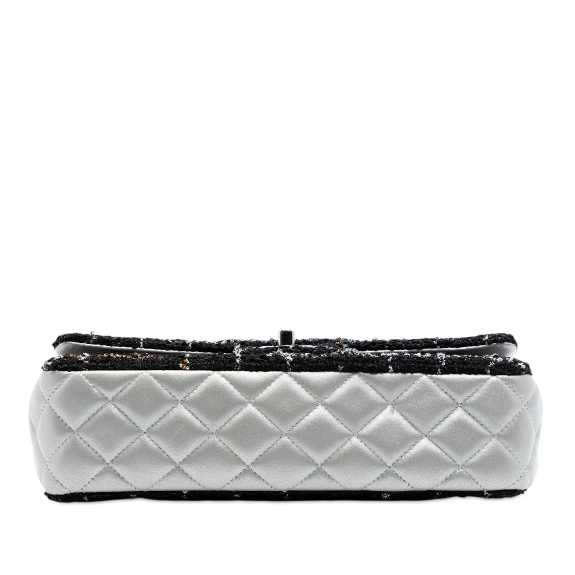 Chanel Medium Classic Quilted Tweed and Metallic Lambskin Double Flap