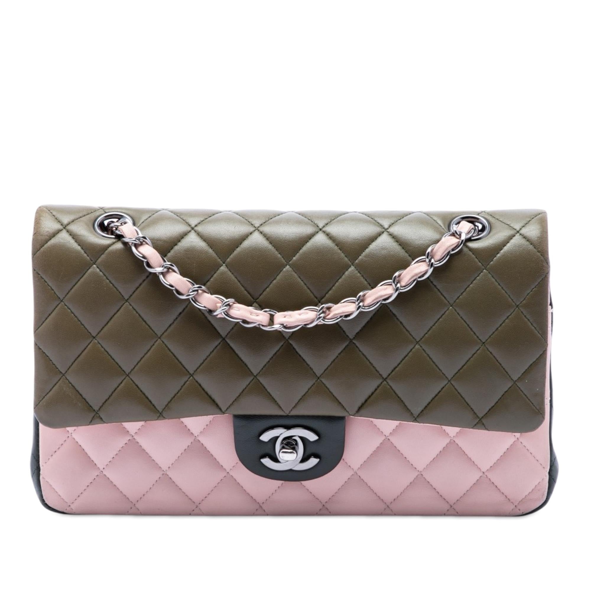 Chanel Medium Classic Tricolor Lambskin Double Flap