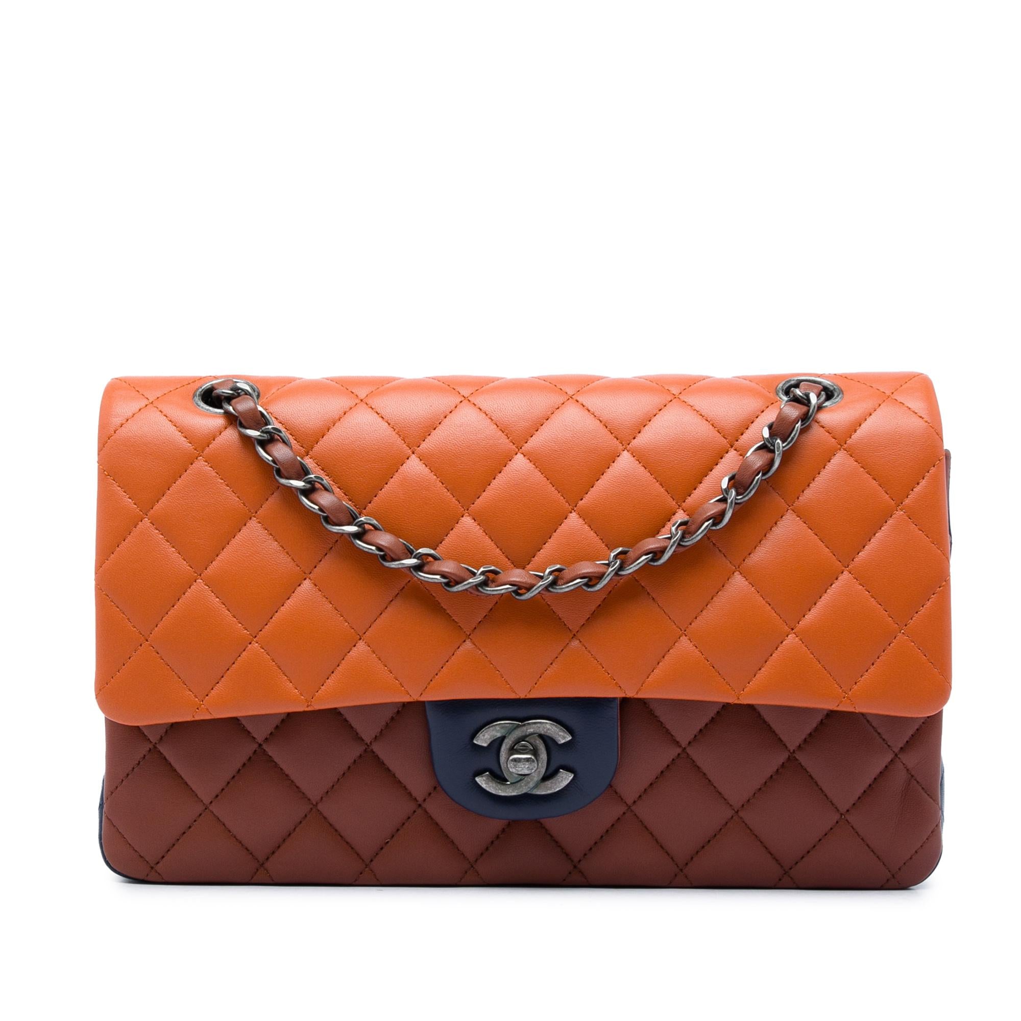Chanel Medium Classic Tricolor Lambskin Double Flap