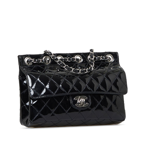 Chanel Black Diamond Stitch Crossbody Bag Leather Patent leather
