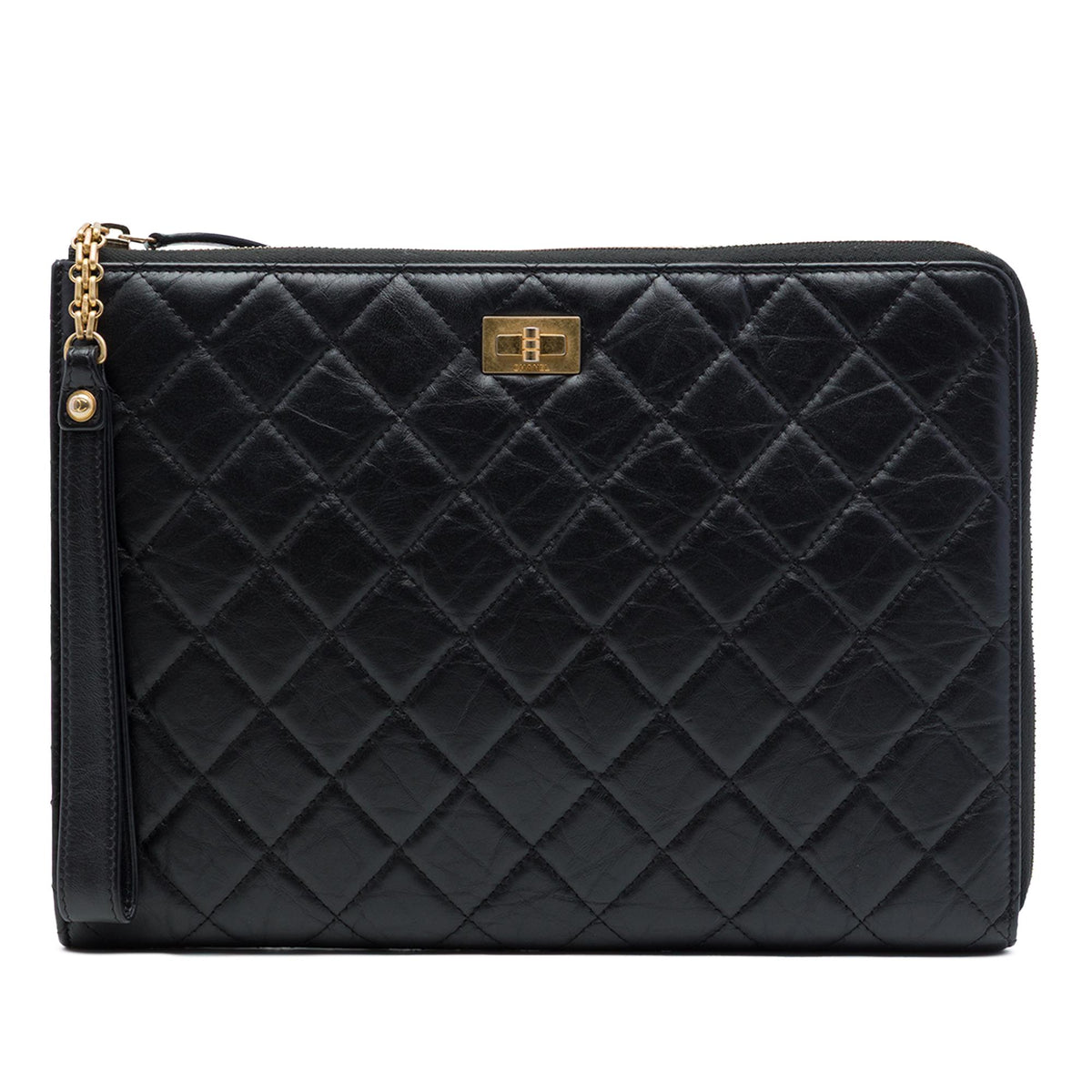 Chanel Medium Quilted Aged Calfskin Reissue 2.55 Pouch with Handle