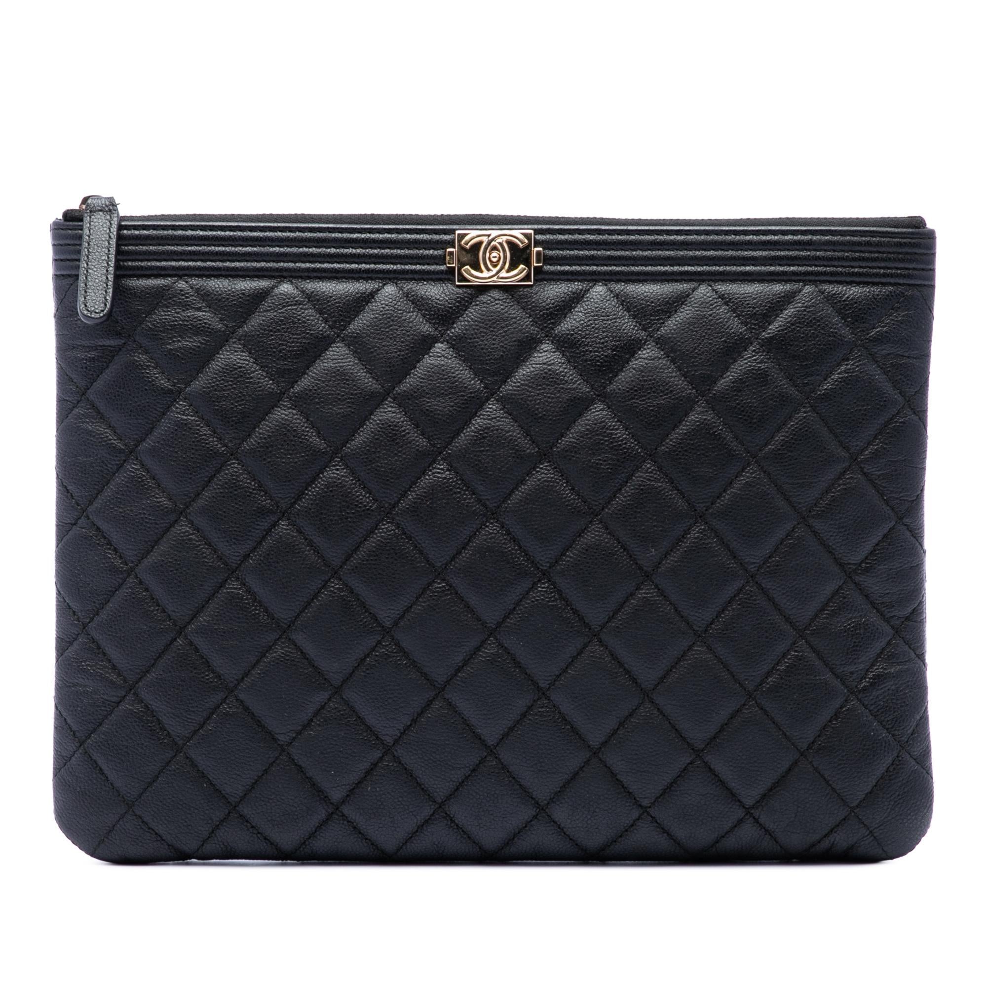 Chanel Medium Quilted Caviar Boy O Case Clutch