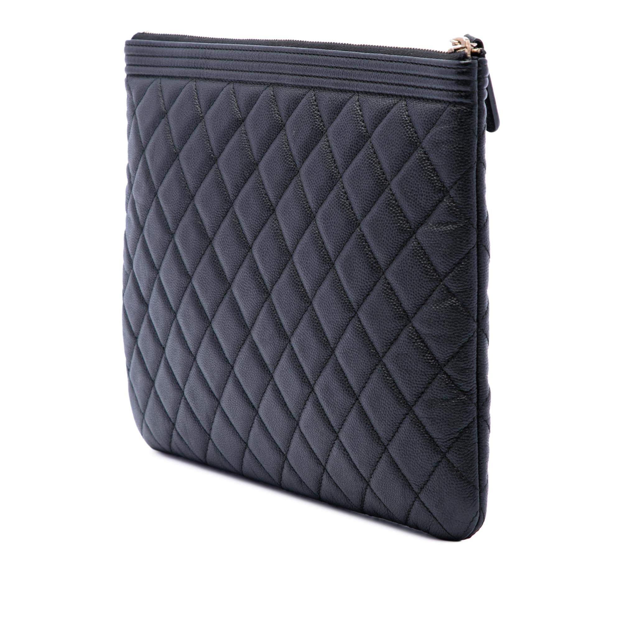 Chanel Medium Quilted Caviar Boy O Case Clutch