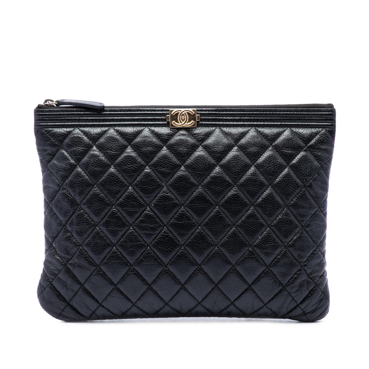 Chanel Medium Quilted Caviar Boy O Case Clutch