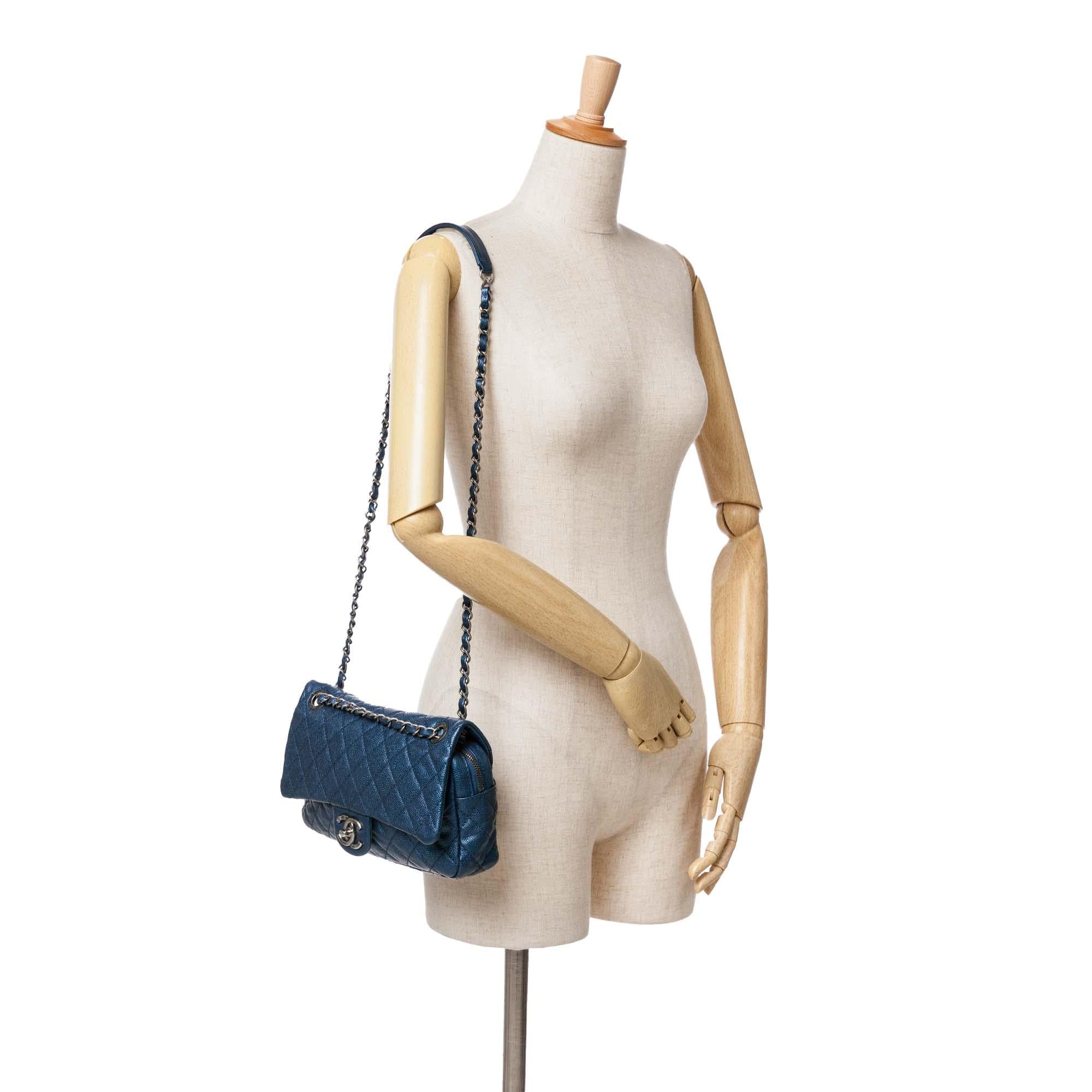 Chanel Medium Quilted Iridescent Caviar Easy Flap