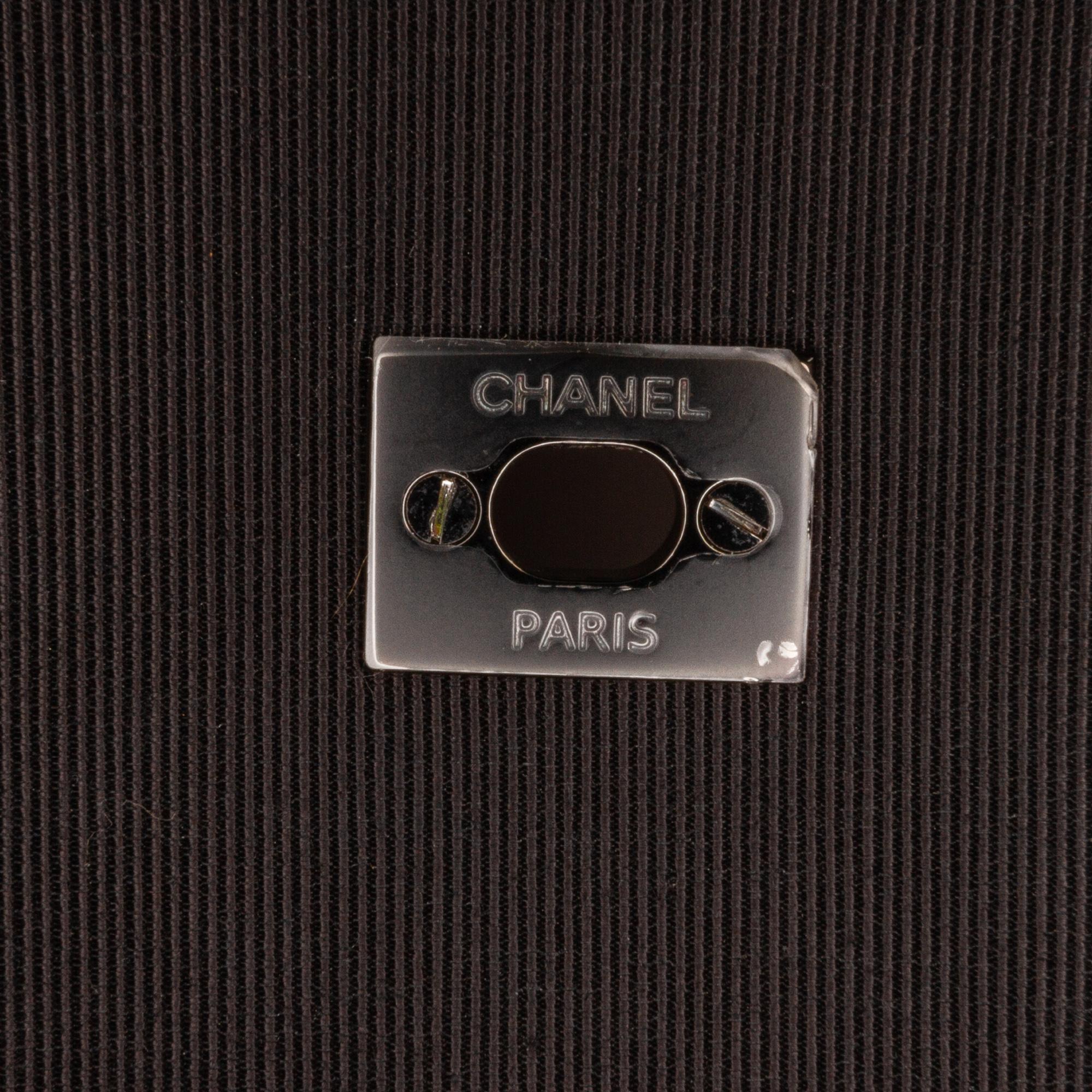 Chanel Medium Quilted Lambskin Grosgrain Two Tone Flap Bag