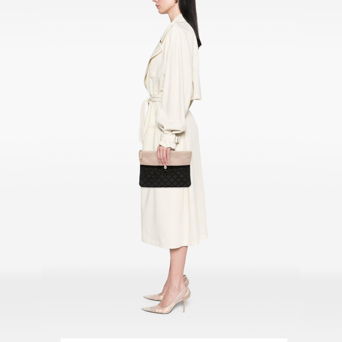 Chanel Medium Quilted Lambskin and Calfskin Pearl O Case Clutch