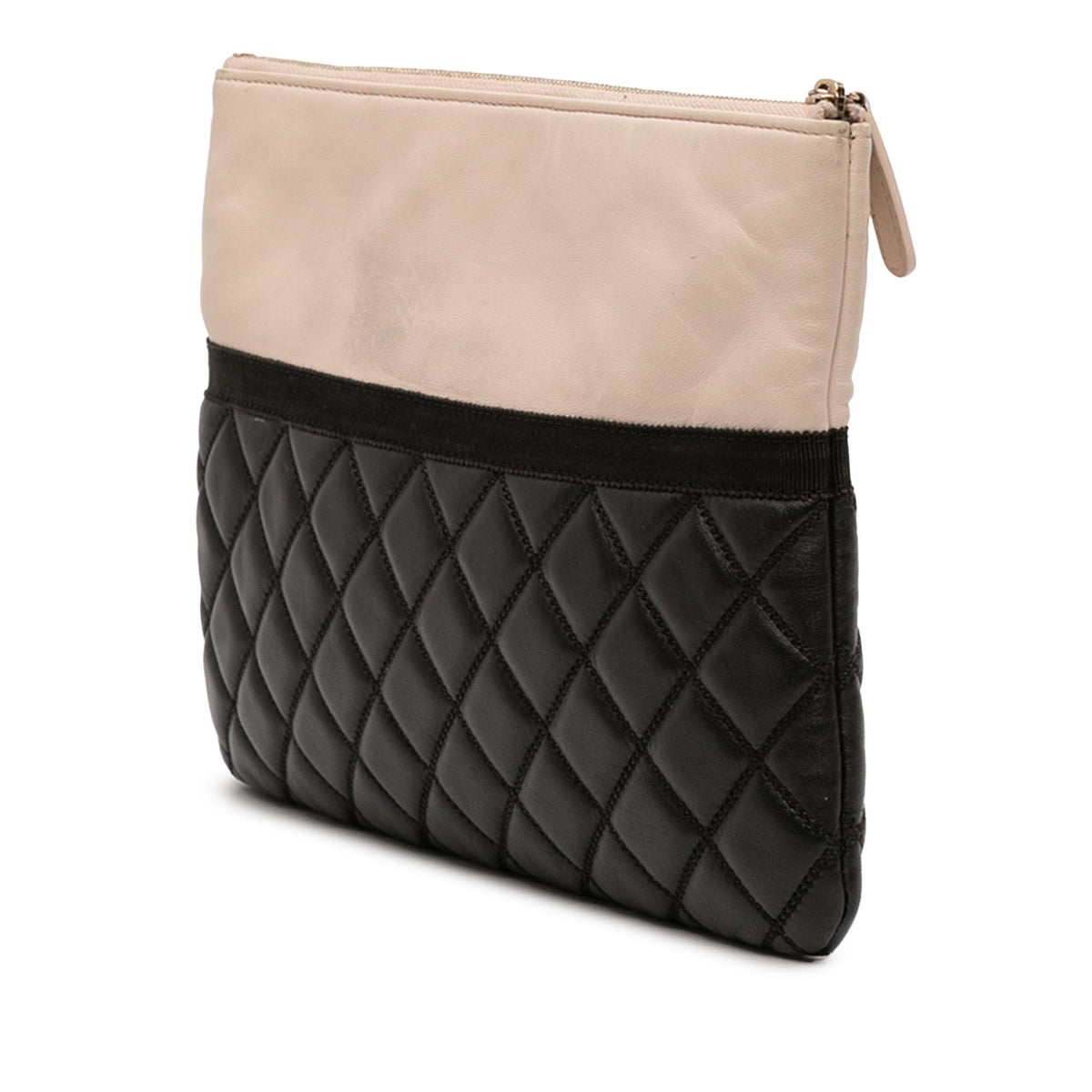Chanel Medium Quilted Lambskin and Calfskin Pearl O Case Clutch