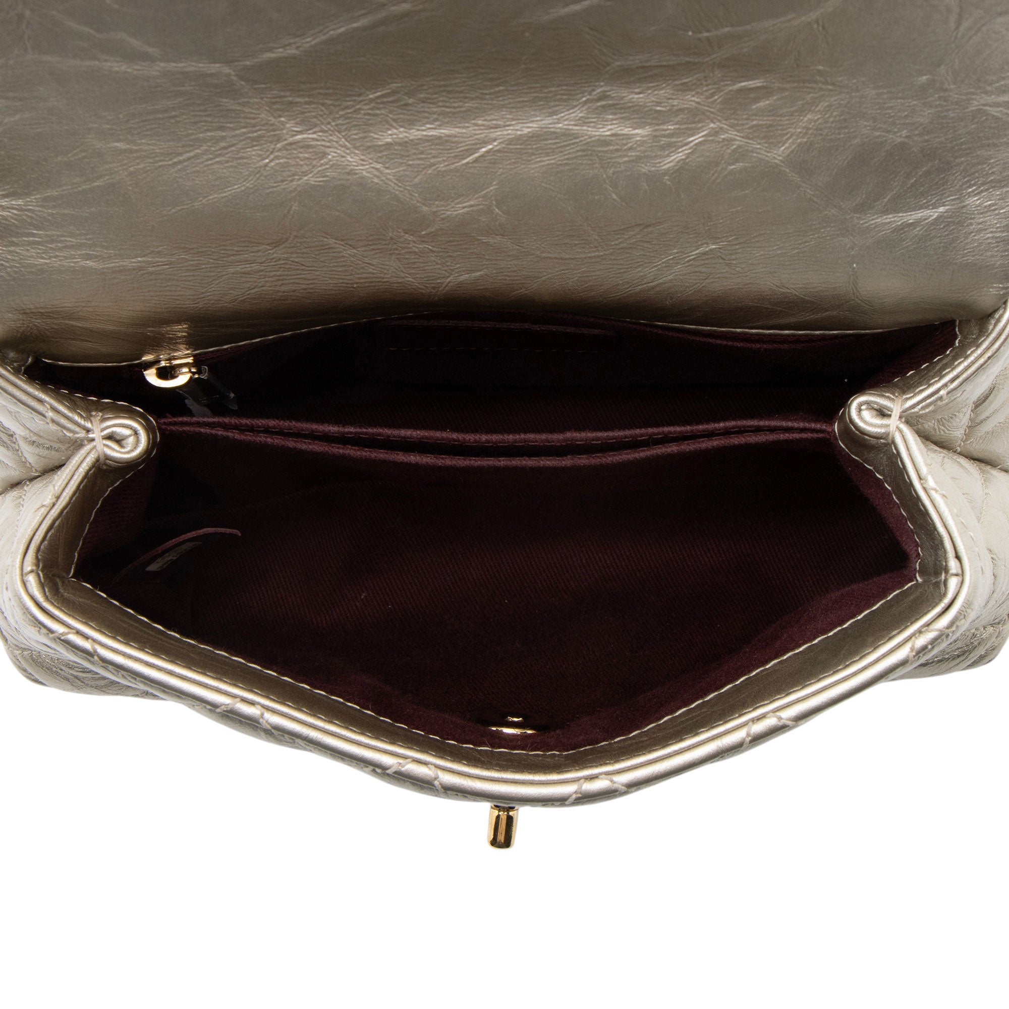 Chanel Metallic Aged Calfskin Coco Top Handle Medium Flap Bag