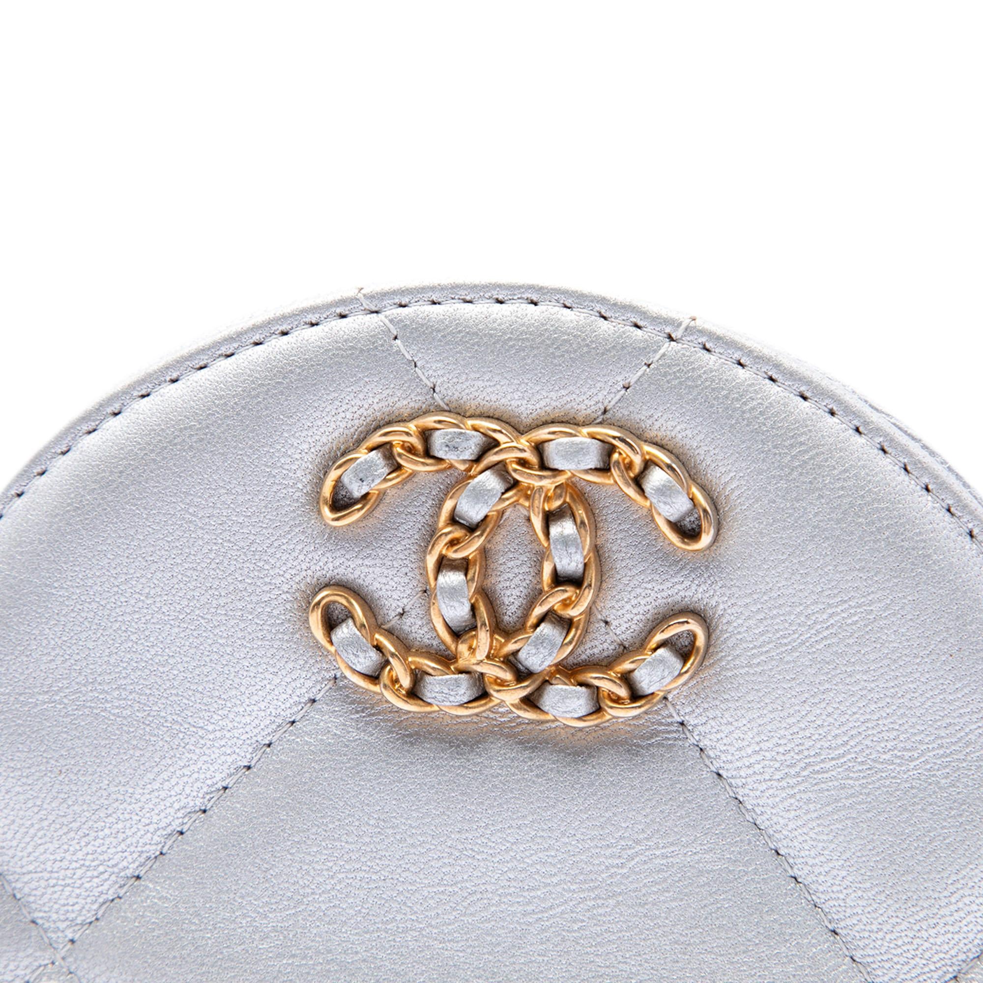 Chanel Metallic Lambskin 19 Round Clutch with Chain
