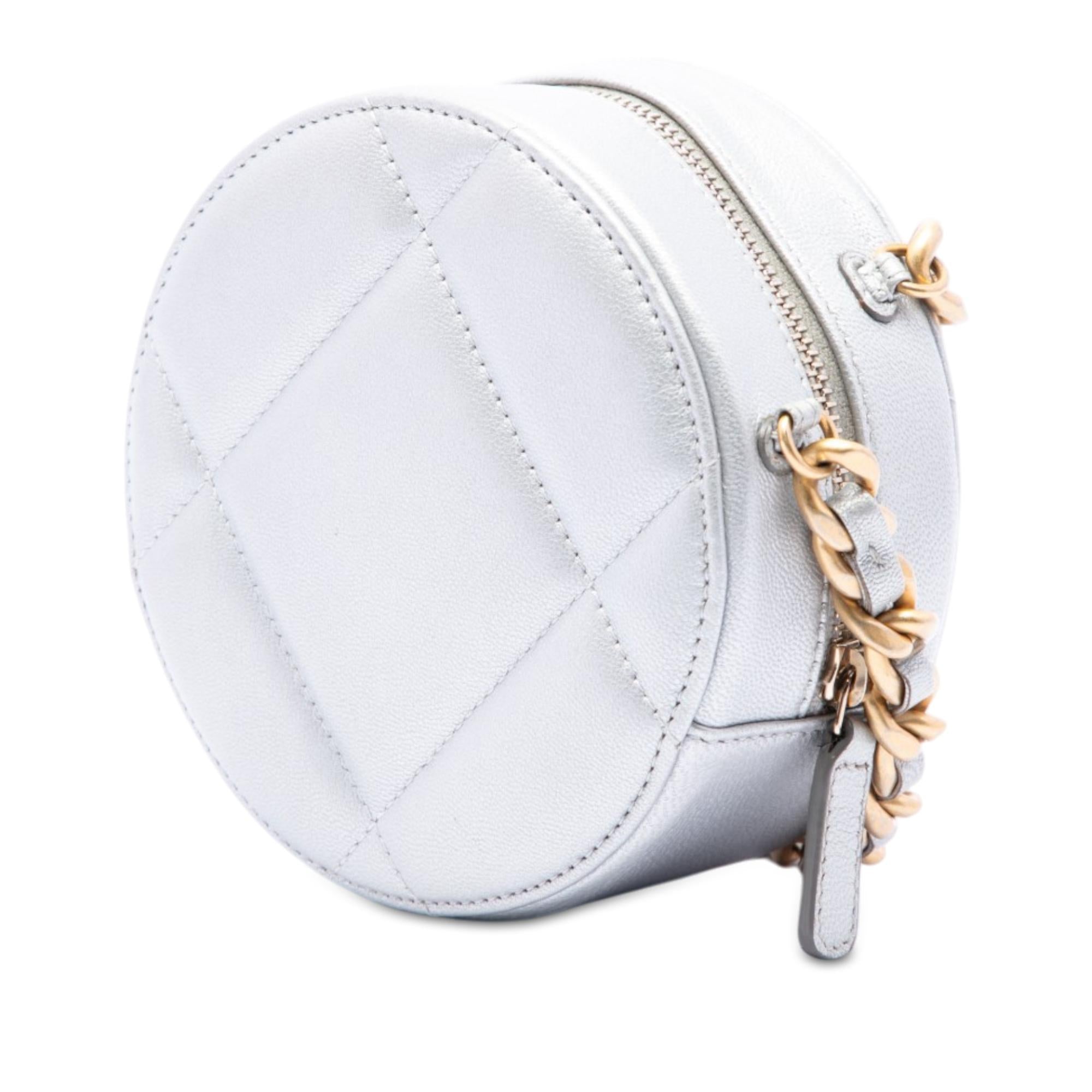 Chanel Metallic Lambskin 19 Round Clutch with Chain