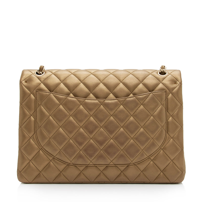 Beige Quilted Lambskin Paris Limited Double Flap Small