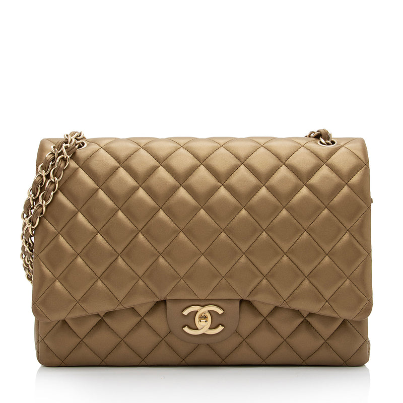 Chanel Metallic Lambskin Classic Maxi Double Flap Bag (SHF-kjT4fr) – LuxeDH