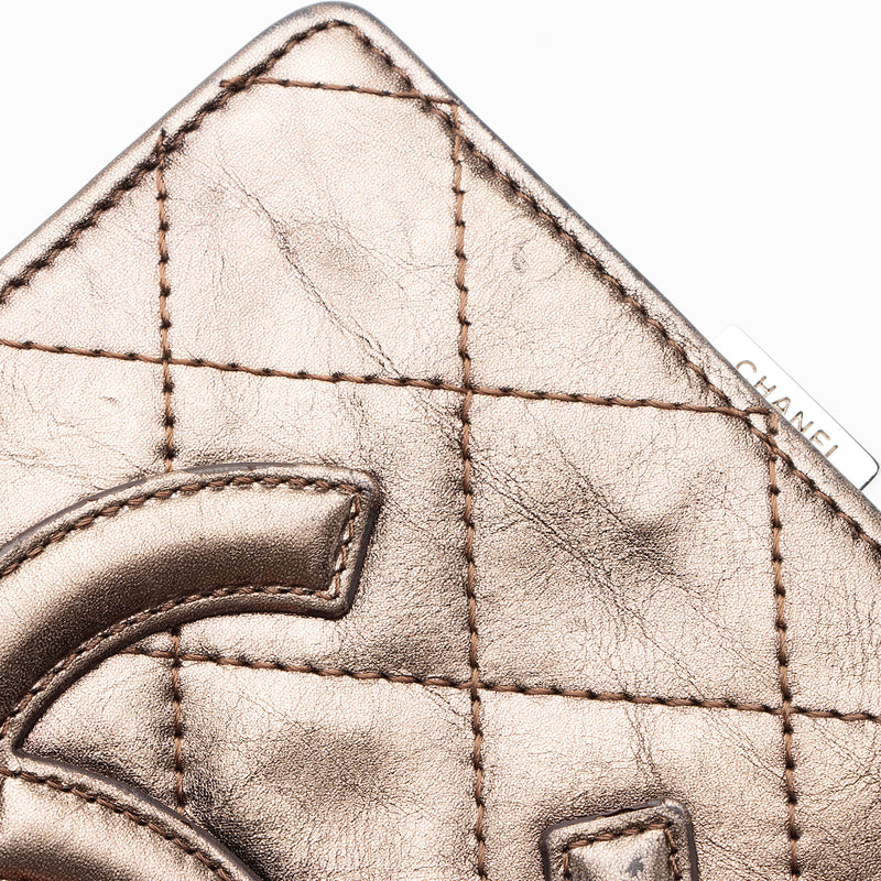 Chanel Metallic Lambskin Ligne Cambon French Purse Wallet (SHF-7hjblw)