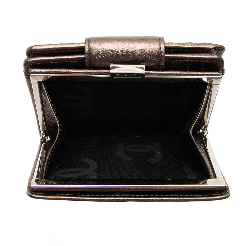 Chanel Metallic Lambskin Ligne Cambon French Purse Wallet (SHF-7hjblw)