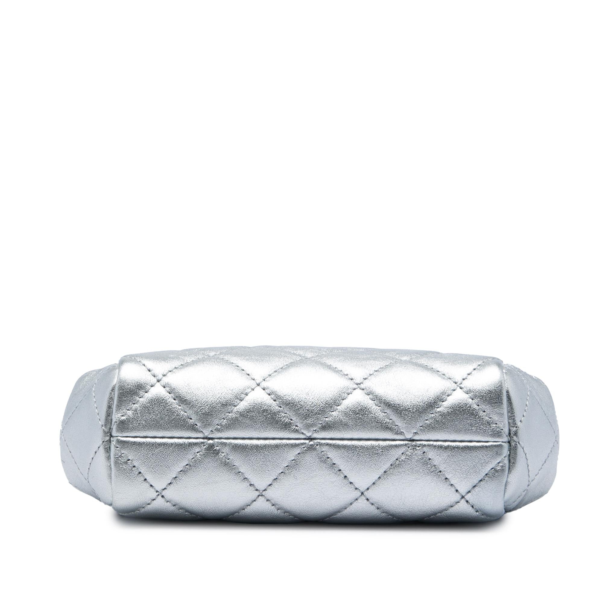 Chanel Metallic Lambskin Quilted Evening Wristlet Clutch