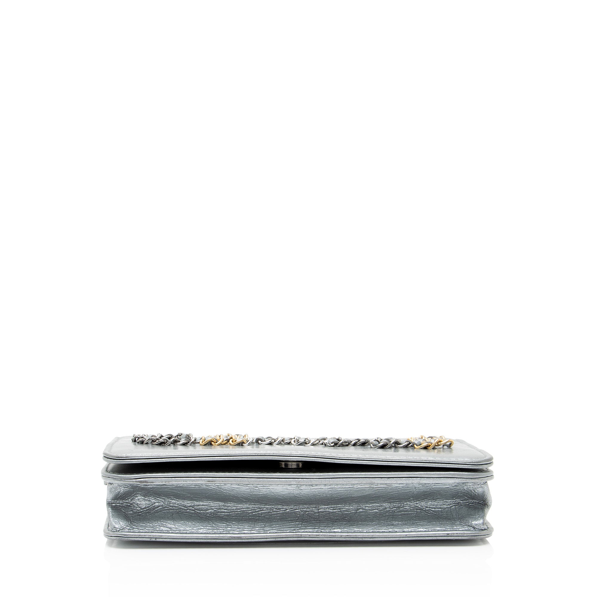 Chanel Metallic Lambskin Written In Chain Wallet on Chain