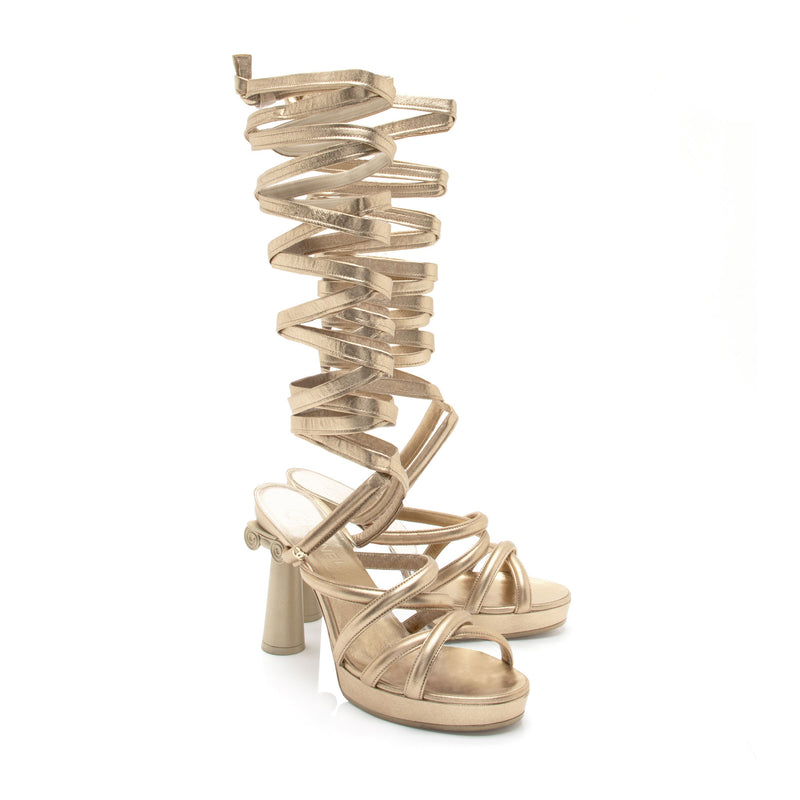 Chanel Metallic Leather Gladiator Strappy Sandals - Size 9B / 39B (SHF-rARysY)