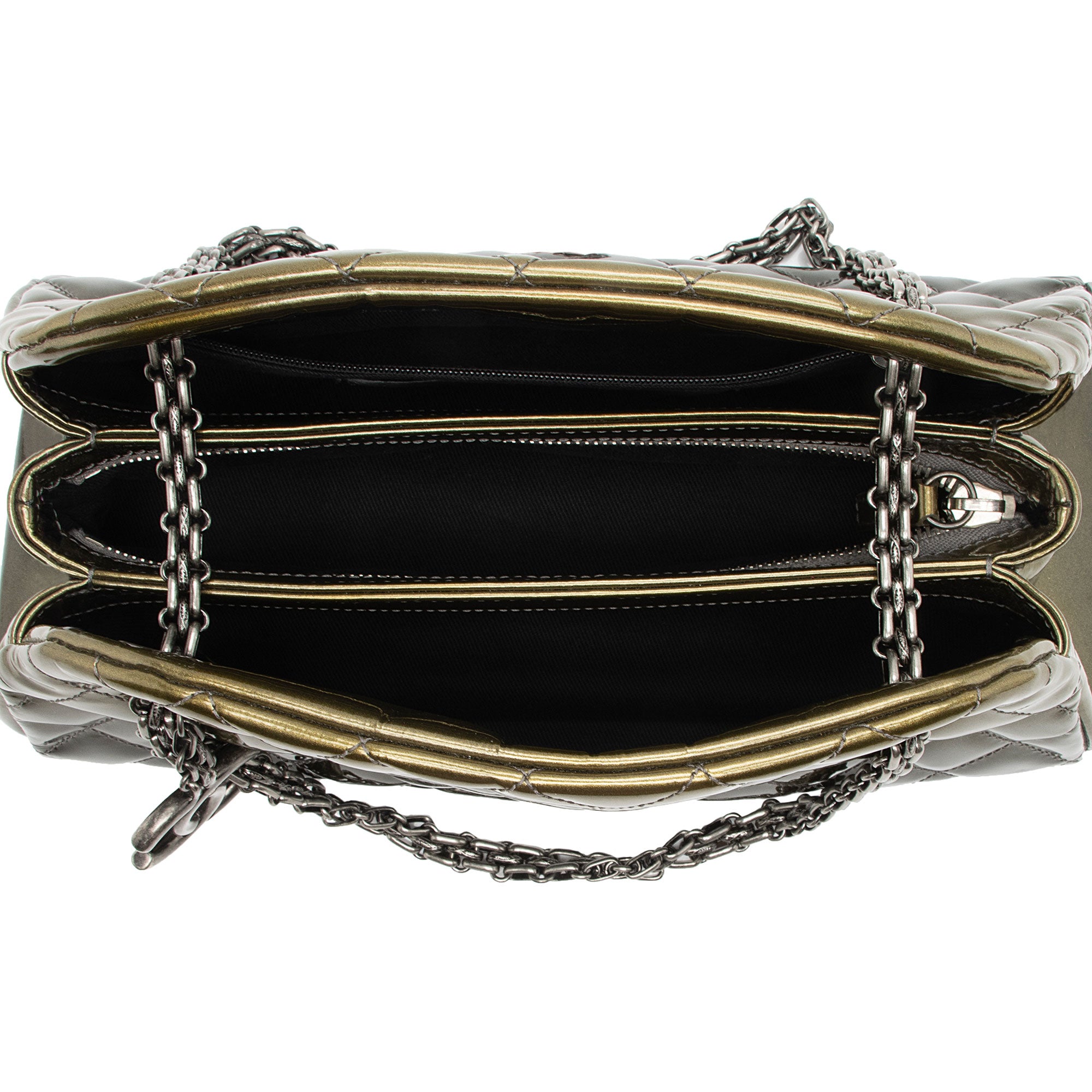 Chanel Metallic Patent Leather Just Mademoiselle Bowler Bag (SHF-9cE7hE)