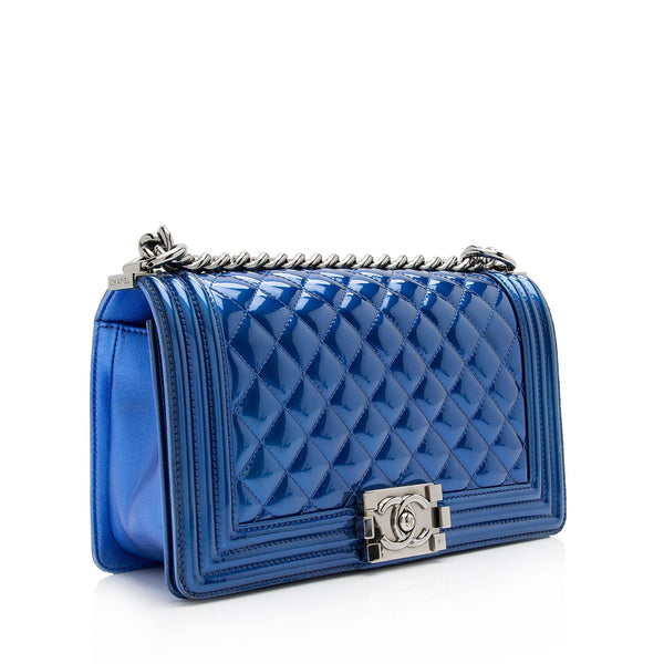 Chanel Medium Boy Bag Blue Caviar Light Gold Hardware – Madison