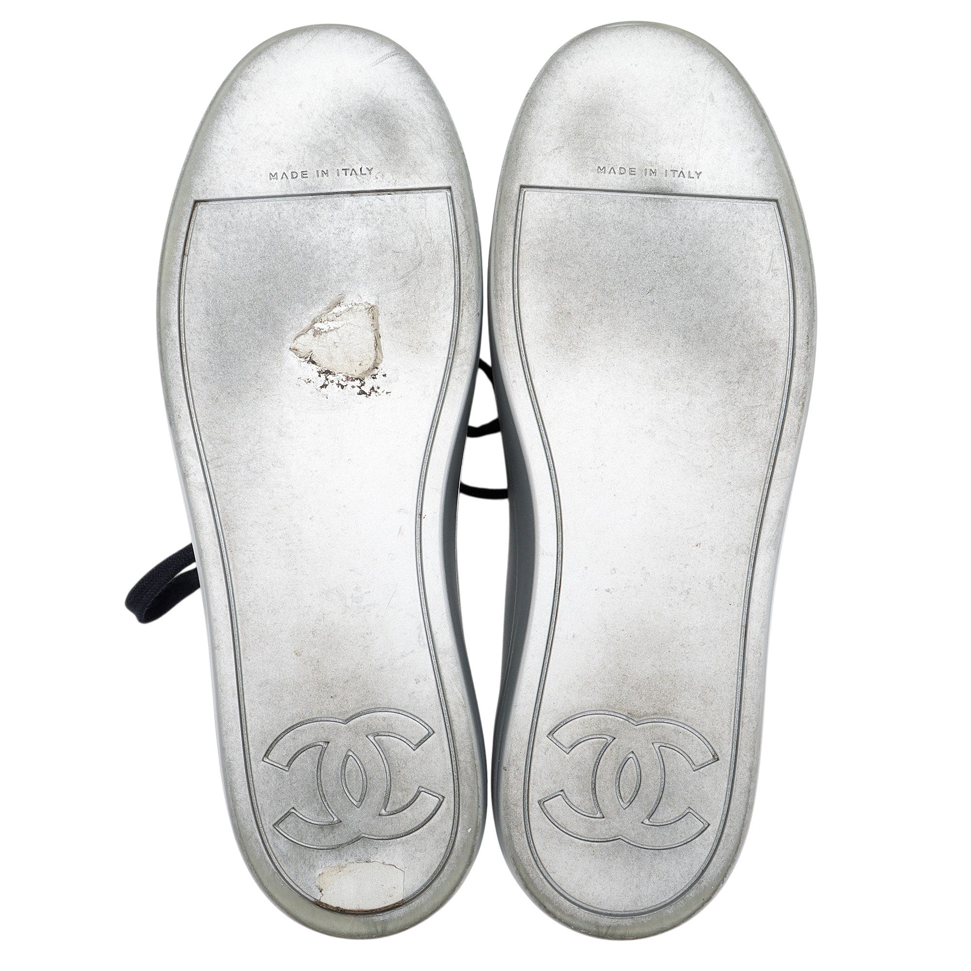 Chanel Metallic Rubber Velvet CC Sneakers - Size 7 / 37