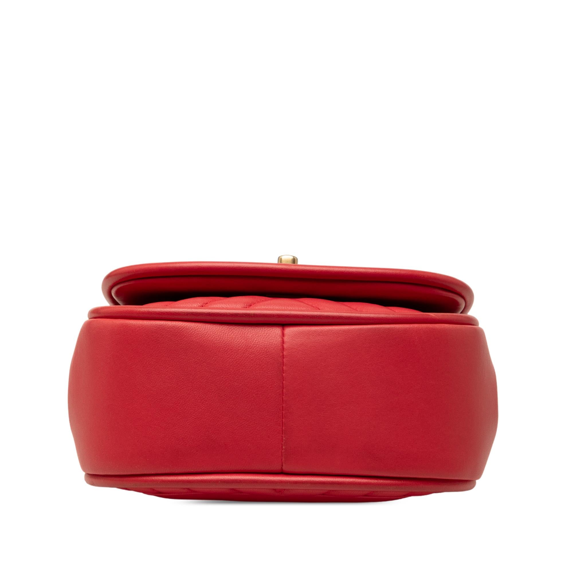 Chanel Mini CC Chevron Lambskin Reversed Round Flap