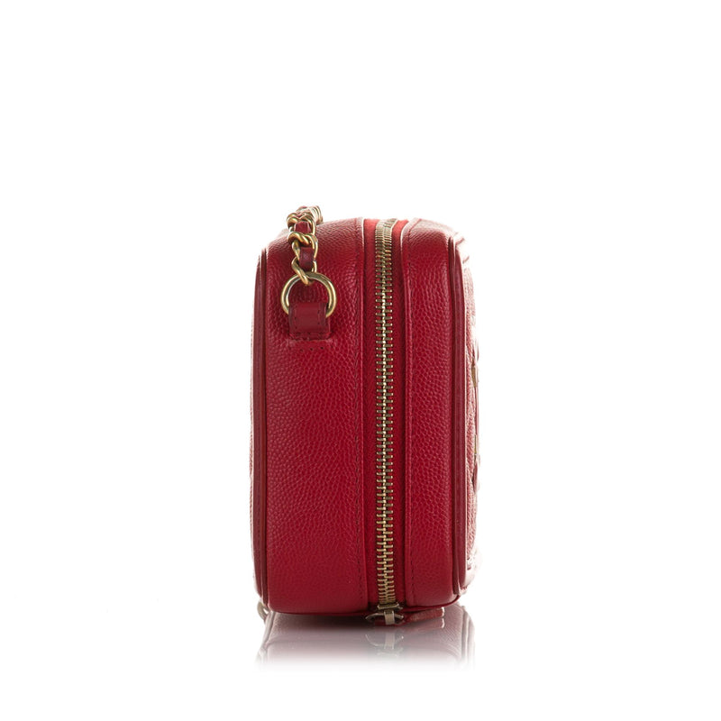 CHANEL Vanity Case Quilted Leather Crossbody Bag Red