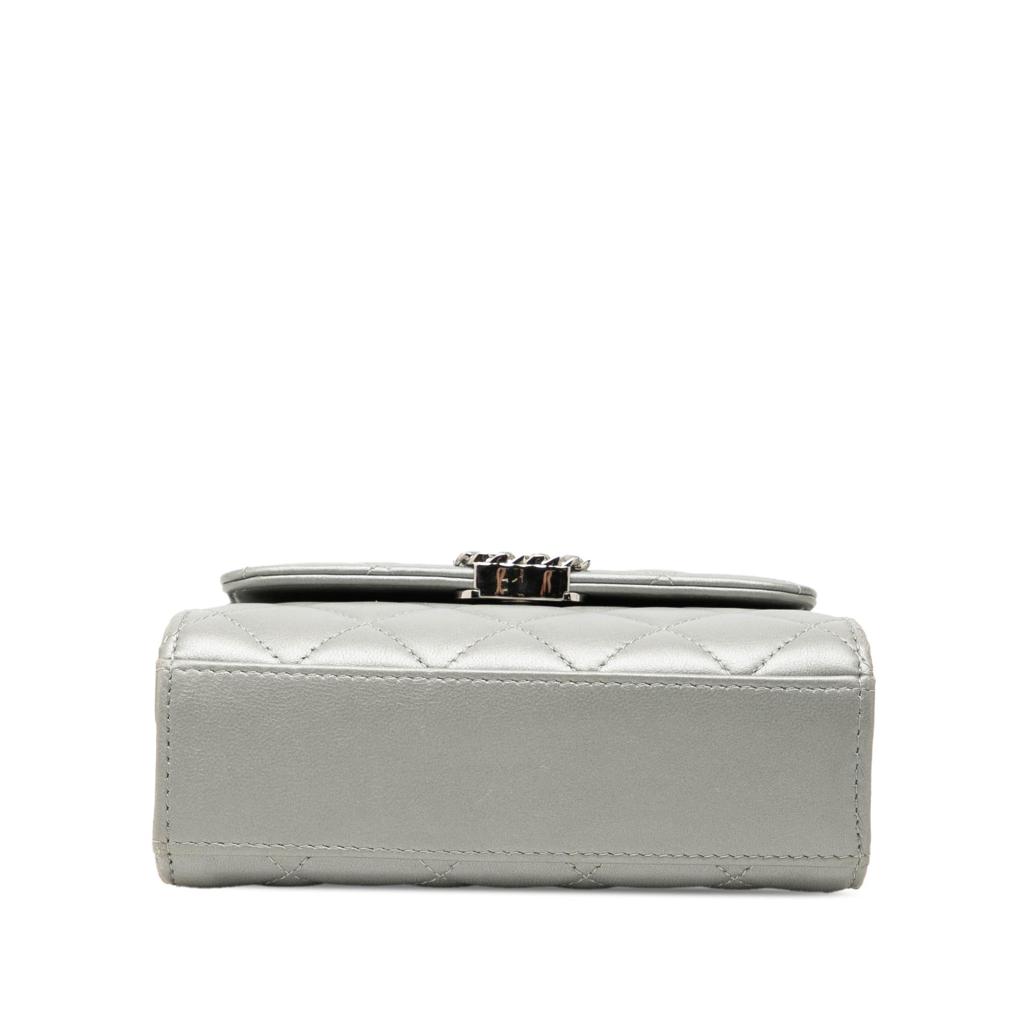 Chanel Mini CC Metallic Lambskin Top Handle Clutch With Chain