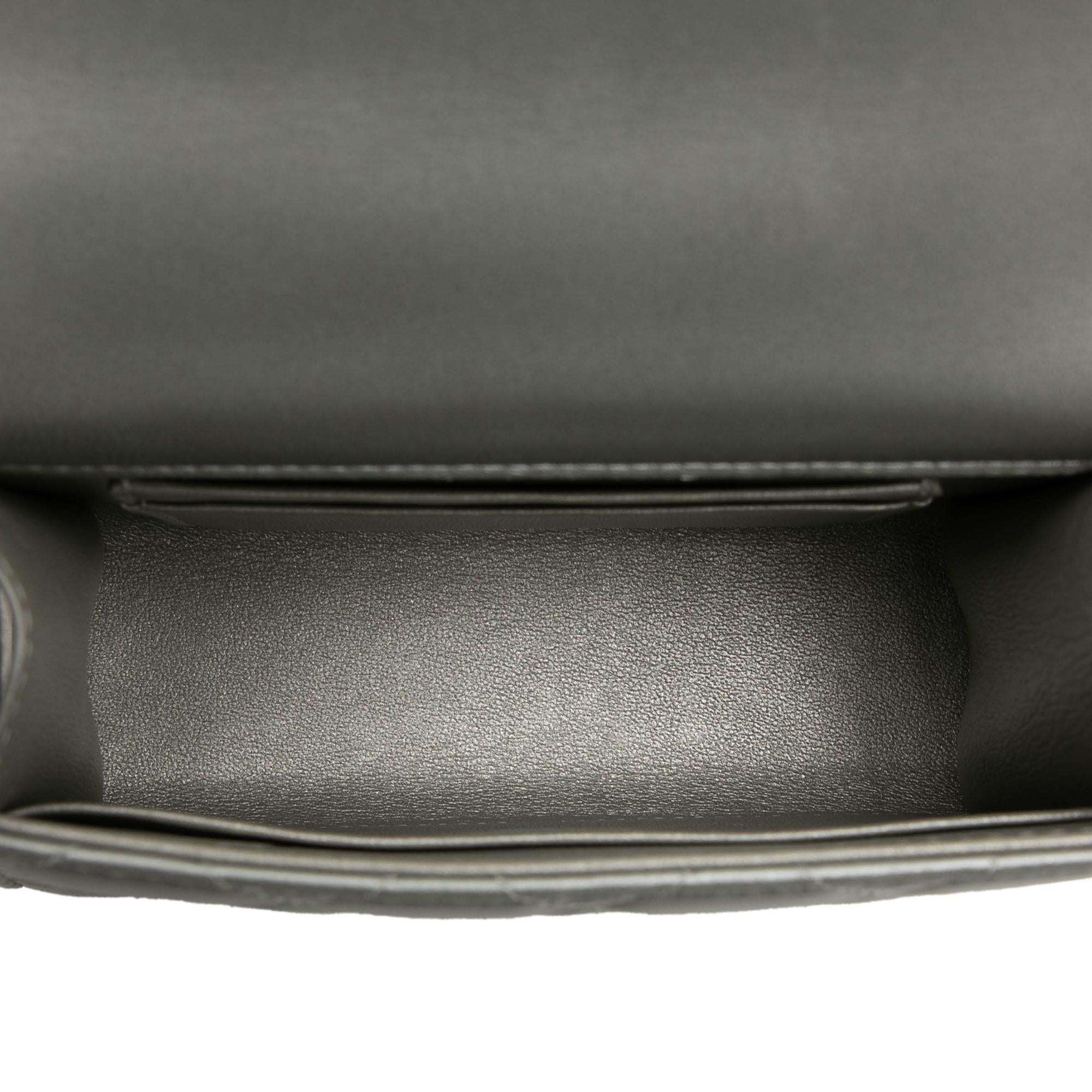 Chanel Mini CC Metallic Lambskin Top Handle Clutch With Chain