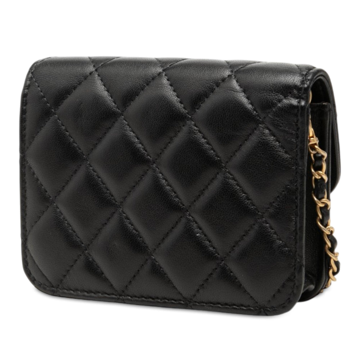 Chanel Mini CC Quilted Lambskin Pearl Crush Pouch with Chain