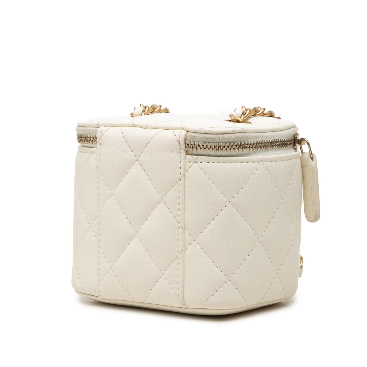 Chanel Mini CC Quilted Lambskin Pearl Crush Vanity Case With Chain