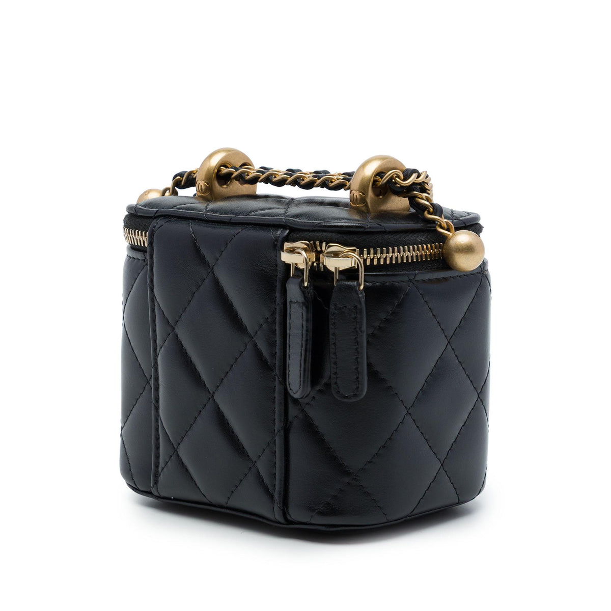 Chanel Mini CC Quilted Lambskin Pearl Crush Vanity Case With Chain