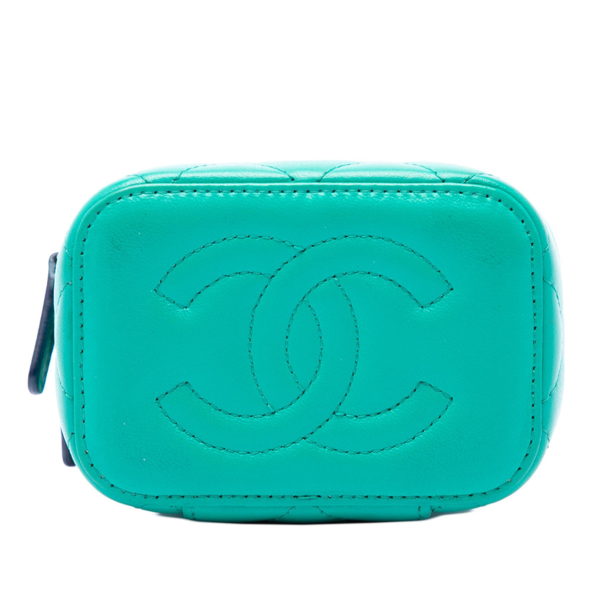 Chanel Mini CC Quilted Lambskin Top Handle Vanity Case With Chain