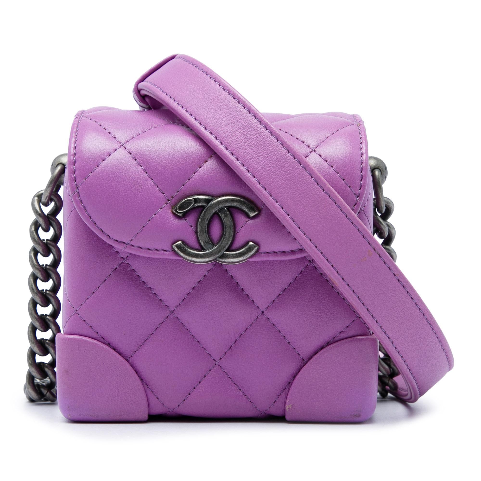 Chanel Mini CC Quilted Lambskin Trunk Like Box Crossbody