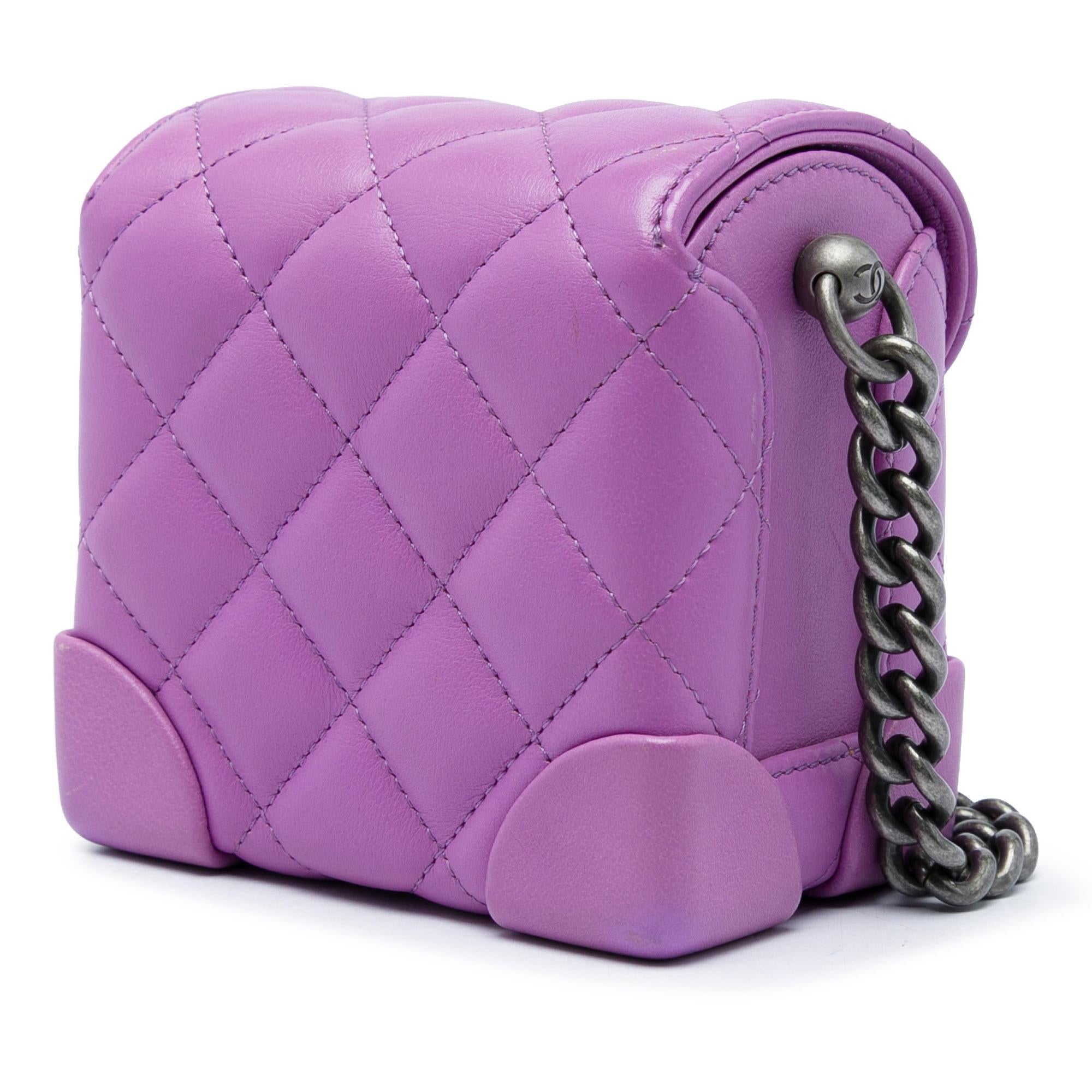 Chanel Mini CC Quilted Lambskin Trunk Like Box Crossbody