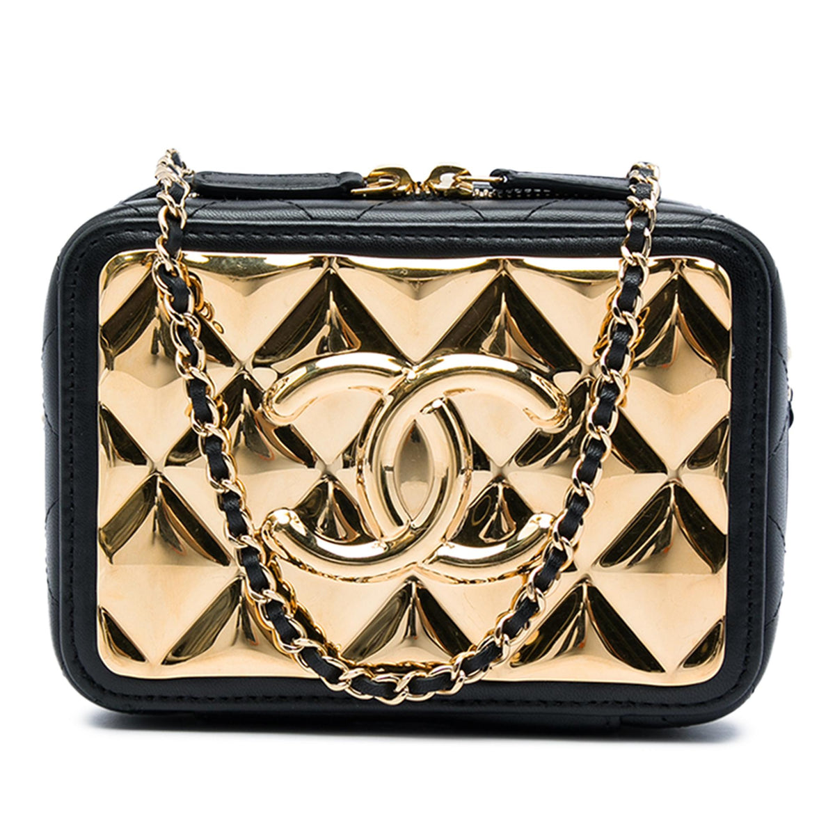 Chanel Mini CC Quilted Lambskin and Golden Plate Vanity Crossbody