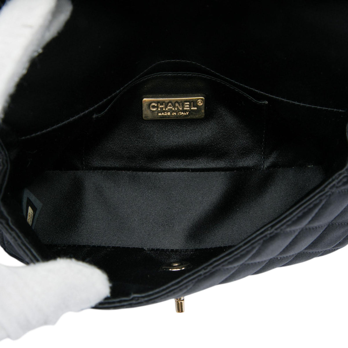 Chanel Mini CC Quilted Satin Camellia Flap