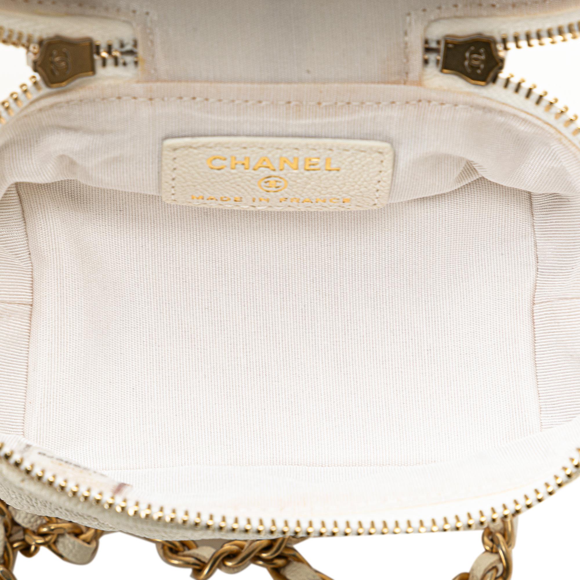 Chanel Mini Caviar Chain Zip Around Vanity Case