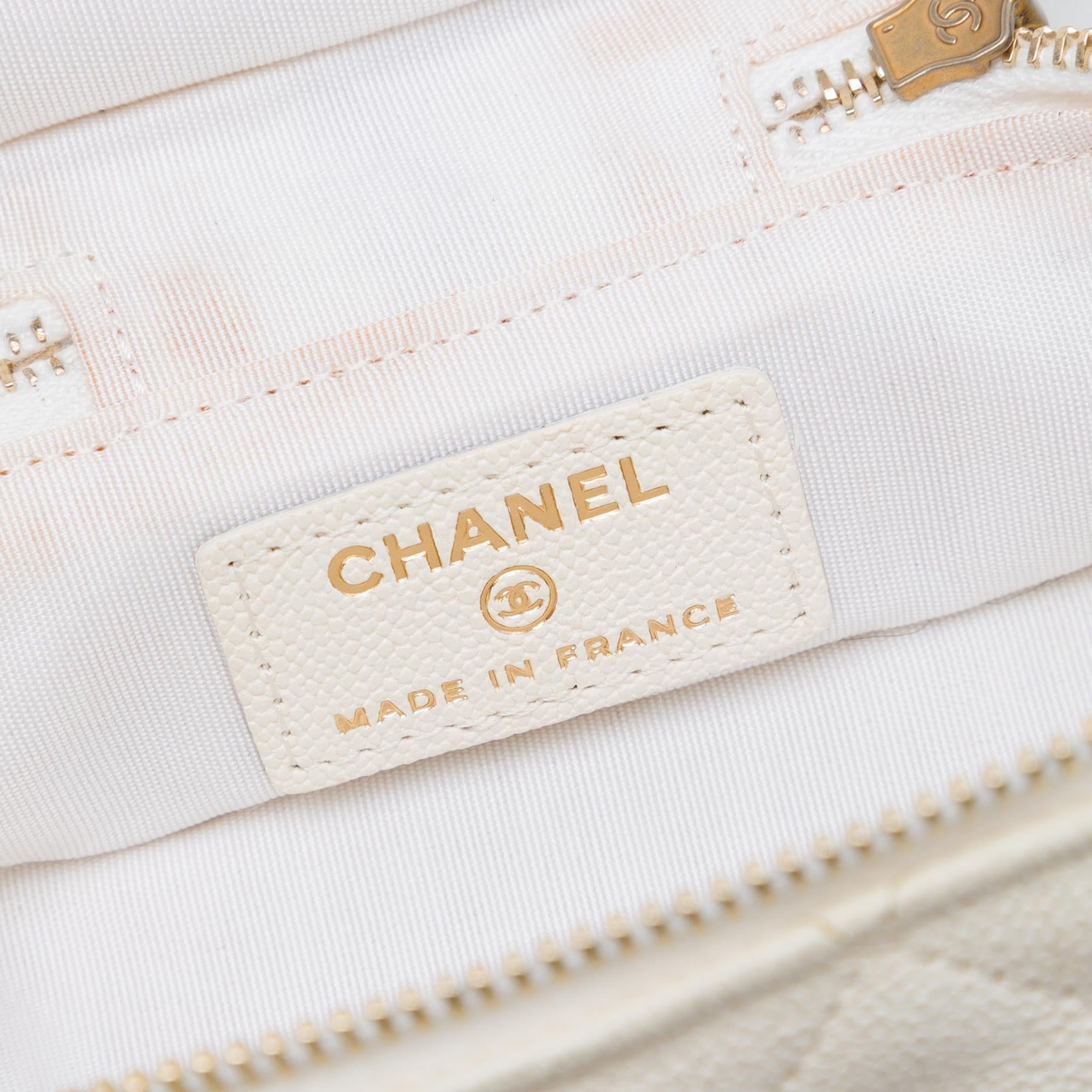 Chanel Mini Caviar Chain Zip Around Vanity Case