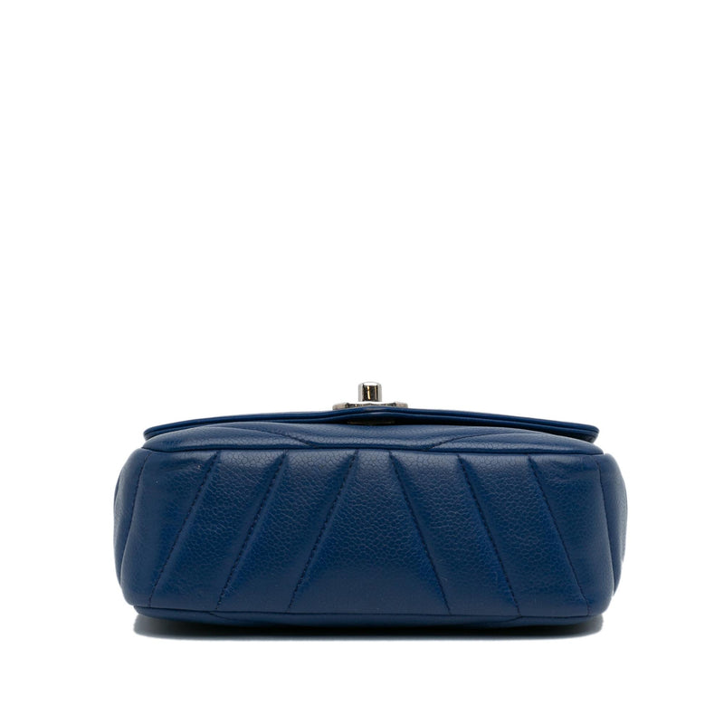 Chanel Data Center Envelope Flap Bag Chevron Caviar Mini Blue 2260131
