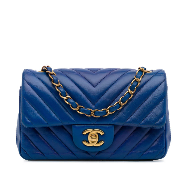 Chanel Mini Chevron Quilted Lambskin Rectangular Flap Bag (SHG-S3wMjz)