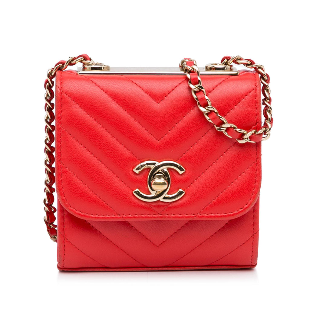 CHANEL Lambskin Quilted Mini Trendy CC Chain Wallet White 624837