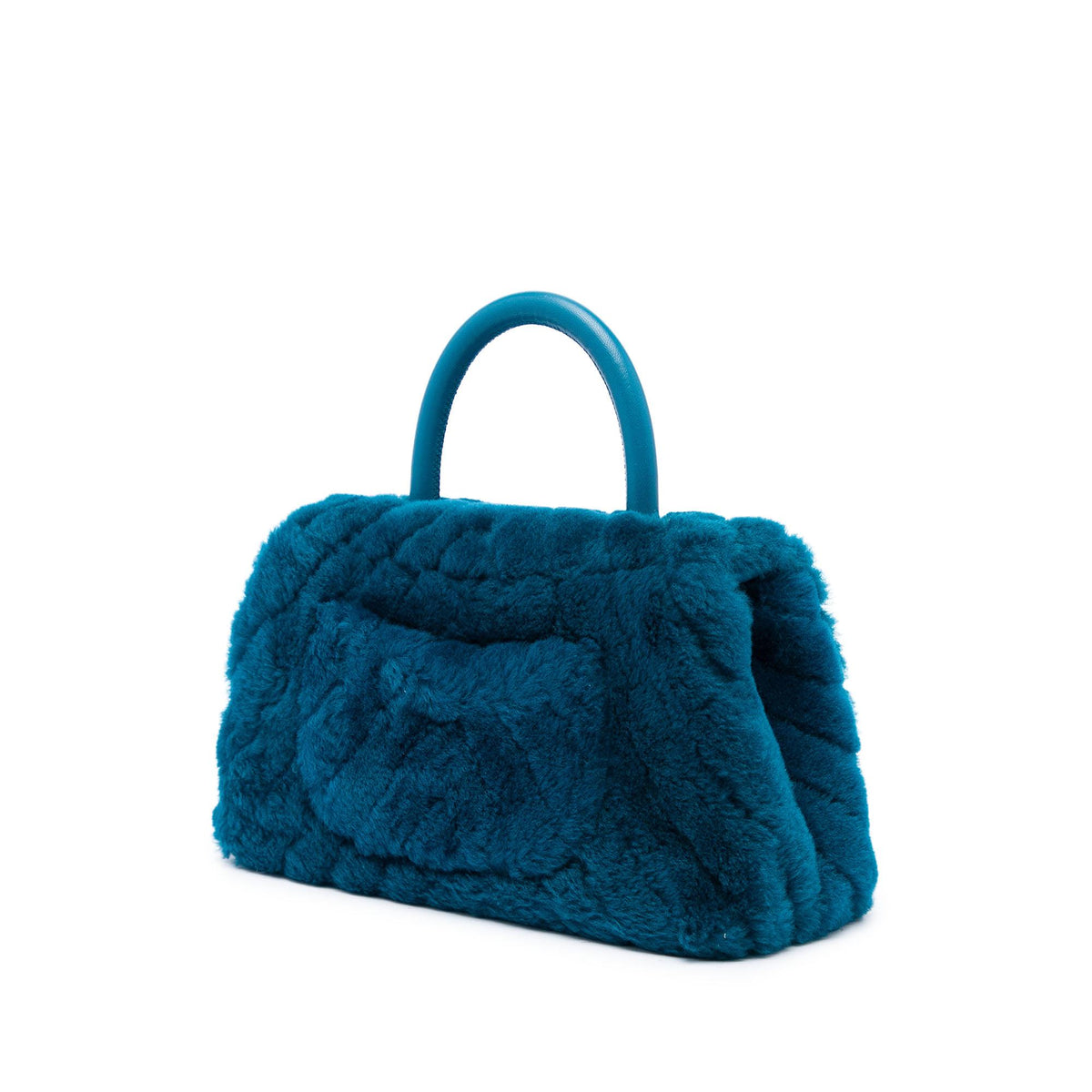 Chanel Mini Chevron Shearling Coco Top Handle Bag